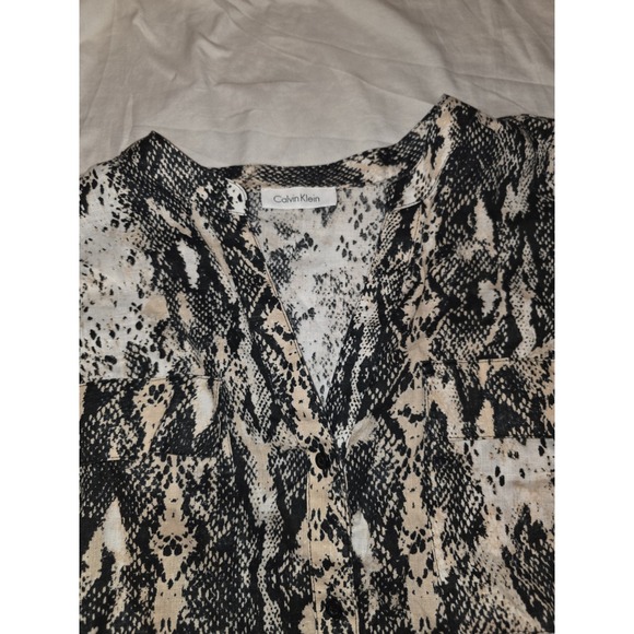 Calvin Klein Snakeskin Button Up Blouse. Lagonlook, Cottagecore,‎ Academia, Y2K, - Picture 3 of 10